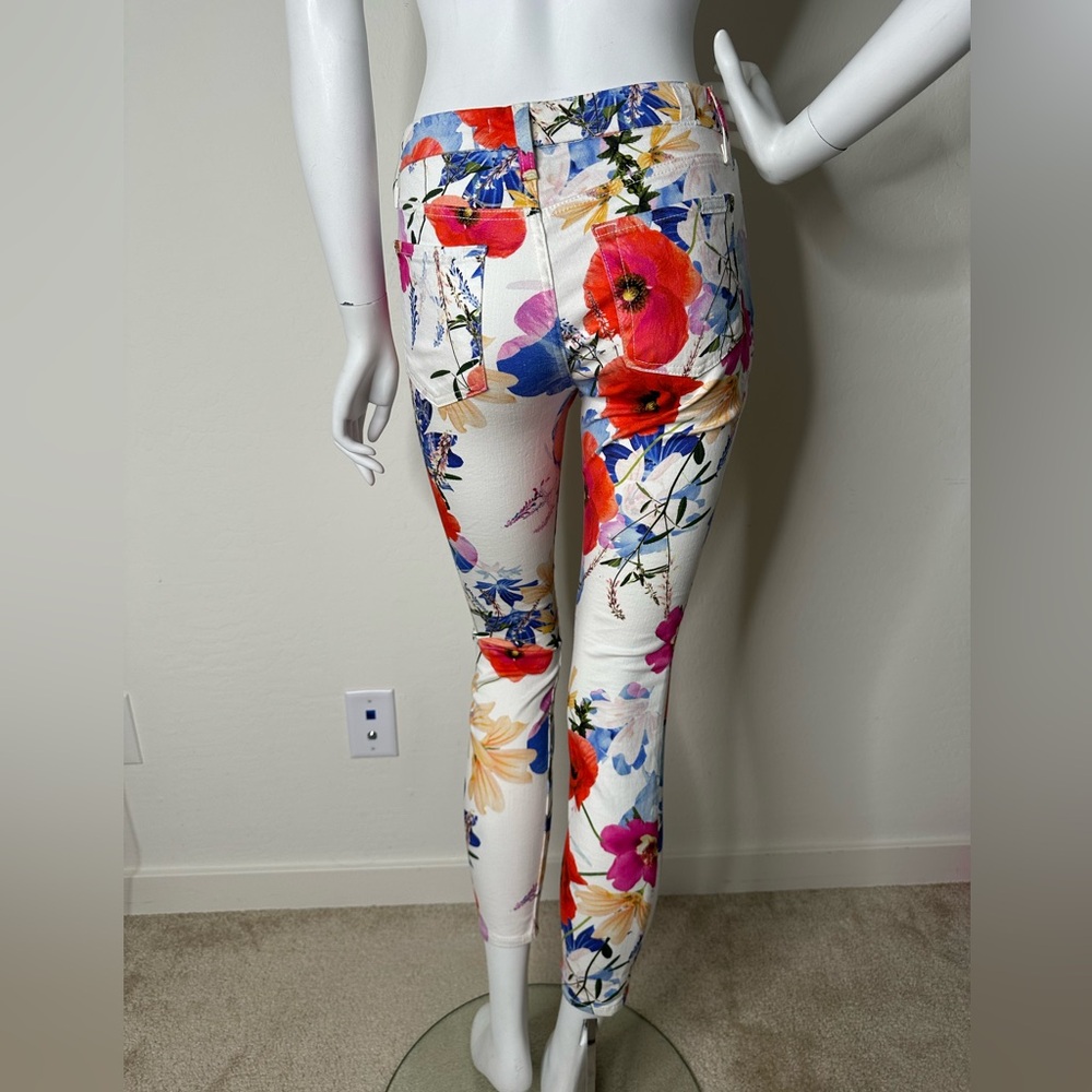 7 FOR MANKIND DENIM FLORAL SKINNY JEANS SZ 26